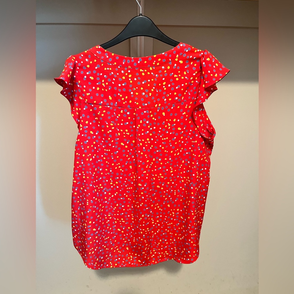 Andree Red Ruffled Cap Sleeve Blouse - Picture 2 of 4